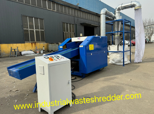Industrail Waste Fabric Scraps Grinder Machine With Blower Discharge Size Waste Blanket Shredder dengan CE
